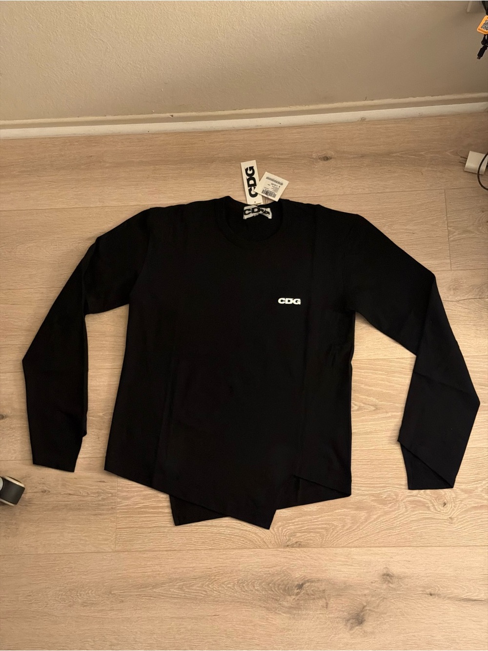 CDG Black Long Sleeve Tee with Small Logo